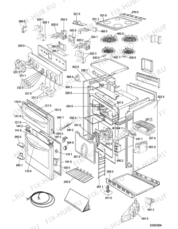 Схема №1 ACM 261 WH с изображением Дверца для плиты (духовки) Whirlpool 481944239083