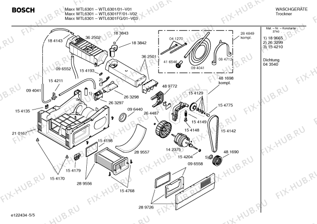 Взрыв-схема сушильной машины Bosch WTL6301FG Maxx WTL6301 - Схема узла 05