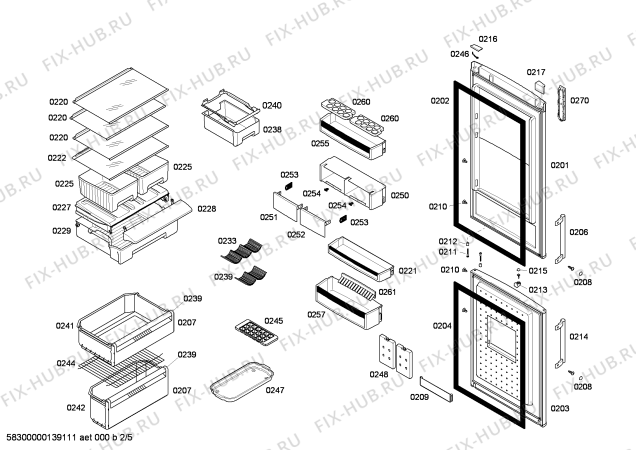 Схема №3 KG57NP61NE с изображением Дверь для холодильника Siemens 00248126