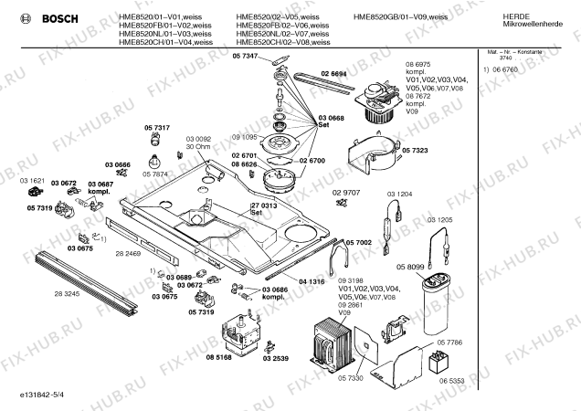 Взрыв-схема микроволновой печи Bosch HME8520GB - Схема узла 04