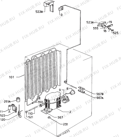 Взрыв-схема холодильника Privileg 021612 7 - Схема узла Cooling system 017