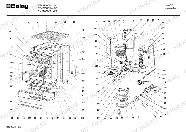 Взрыв-схема посудомоечной машины Balay V6430300/1 - Схема узла 02
