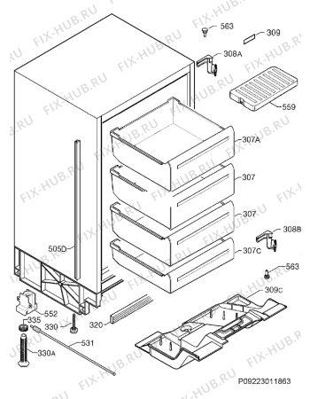 Взрыв-схема холодильника Electrolux UG0980 - Схема узла Housing 001