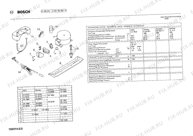 Схема №2 0702164300 KS166ERI с изображением Клапан для холодильной камеры Bosch 00074911