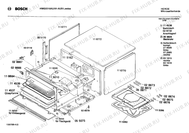 Взрыв-схема микроволновой печи Bosch HMG2210AU - Схема узла 02