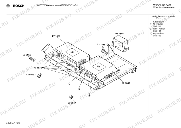 Взрыв-схема стиральной машины Bosch WFE7300 WFE7300 ELECTRONIC - Схема узла 02