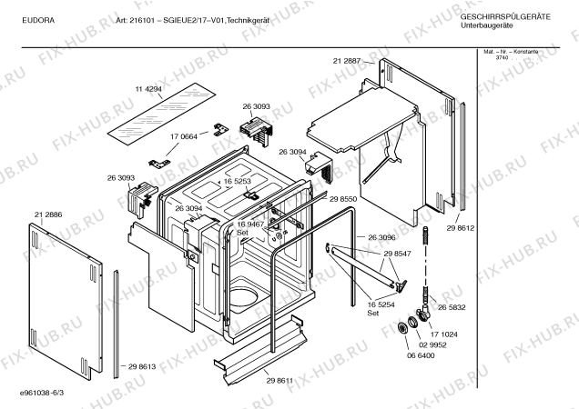 Взрыв-схема посудомоечной машины Eudora SGIEUE2 brillant734i - Схема узла 03