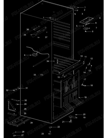 Взрыв-схема холодильника Tricity Bendix EBDF107 - Схема узла Cabinet + armatures