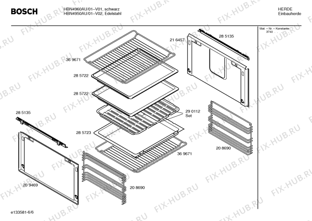 Схема №6 HBN4950AU с изображением Инструкция по эксплуатации для плиты (духовки) Bosch 00526828