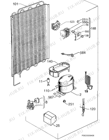 Взрыв-схема холодильника Smeg S7298CFEP - Схема узла Cooling system 017