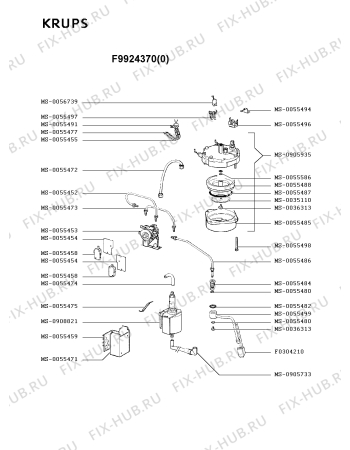 Взрыв-схема кофеварки (кофемашины) Krups F9924370(0) - Схема узла ZP001871.9P2