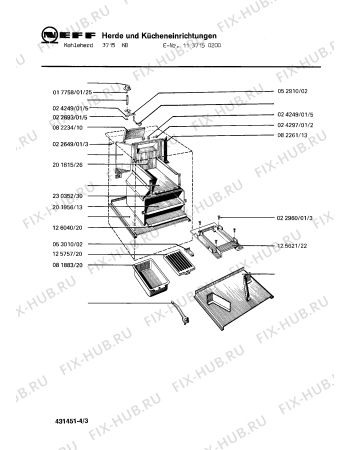 Взрыв-схема плиты (духовки) Neff 1137150200 3715KB - Схема узла 03