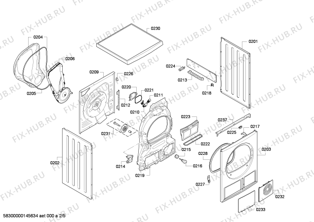 Схема №5 WD260100 с изображением Вкладыш для сушильной машины Bosch 00618610