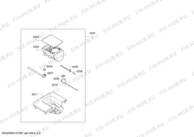 Взрыв-схема кофеварки (кофемашины) Bosch TAS5543CH TASSIMO - Схема узла 02