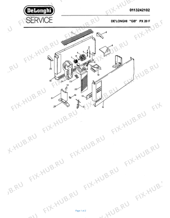 Схема №1 PX20F с изображением Решетка для электрообогревателя DELONGHI 535427