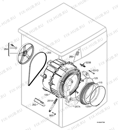 Взрыв-схема стиральной машины Rex Electrolux RWF12180W - Схема узла Functional parts 267