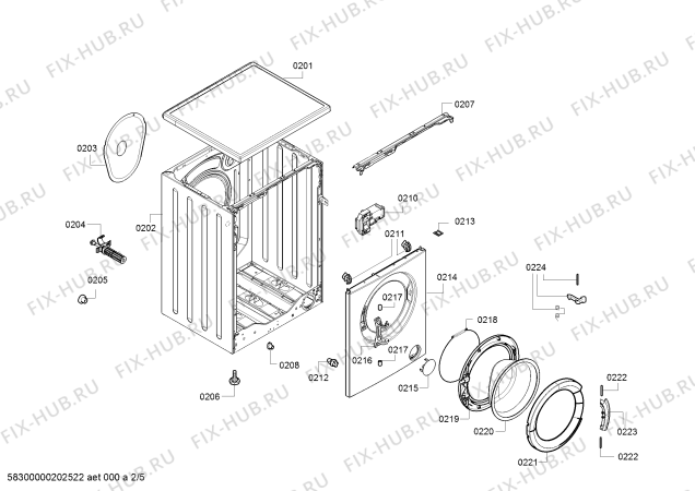 Взрыв-схема стиральной машины Bosch WAB28161GB, Maxx - Схема узла 02