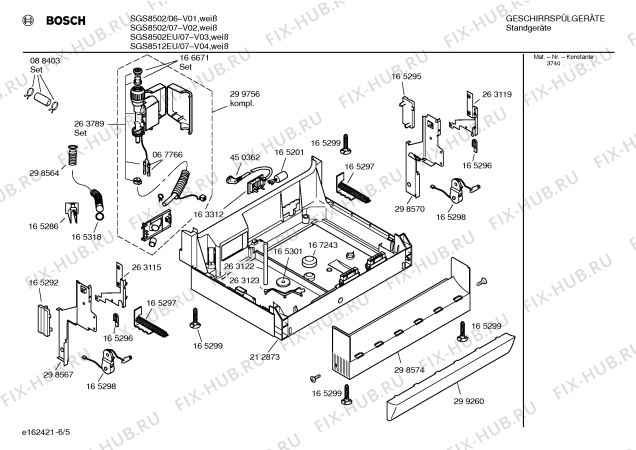 Взрыв-схема посудомоечной машины Bosch SGS8512EU Exklusiv - Схема узла 05