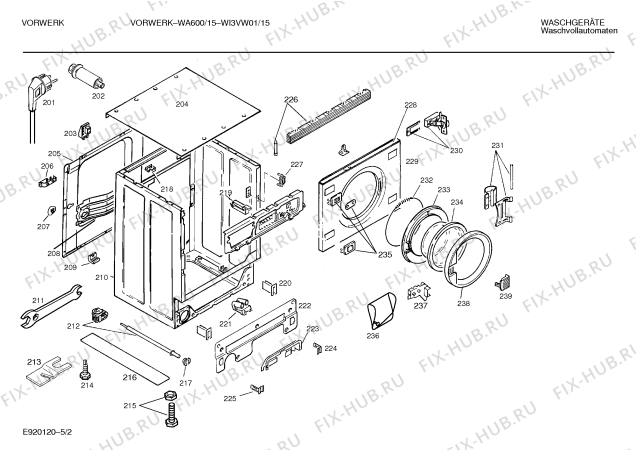 Схема №5 WI3VW01 VORWERK WA600 с изображением Ручка для стиралки Bosch 00088757