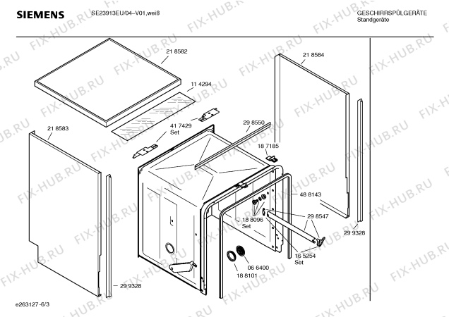 Схема №5 SE23913EU с изображением Инструкция по эксплуатации для посудомойки Siemens 00584028