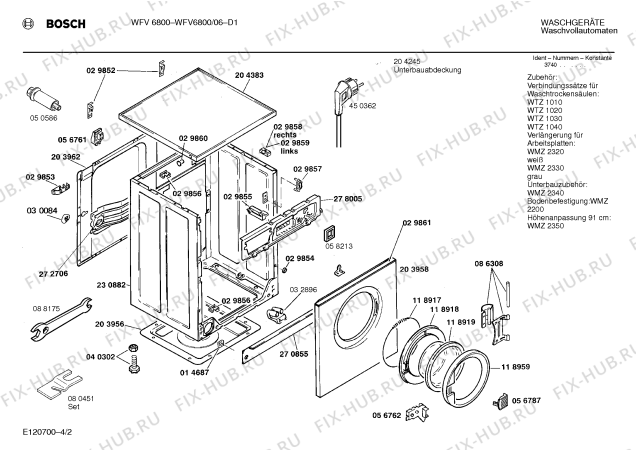 Взрыв-схема стиральной машины Bosch WFV6800 - Схема узла 02