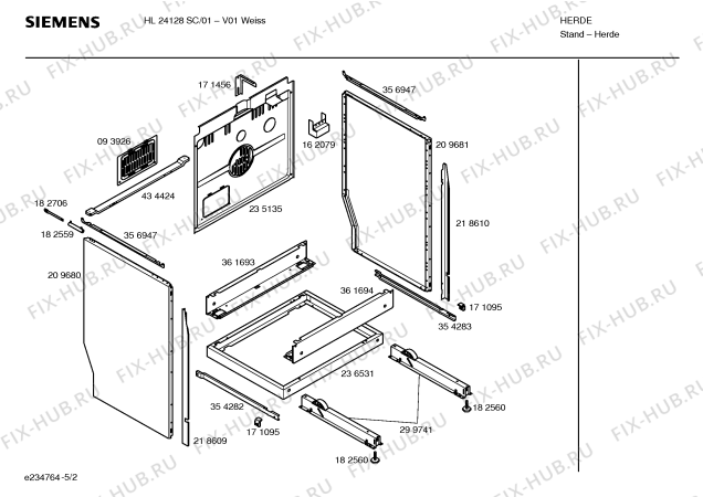 Взрыв-схема плиты (духовки) Siemens HL24128SC - Схема узла 02
