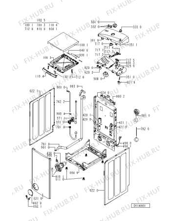 Схема №1 EV 5012 с изображением Обшивка для стиральной машины Whirlpool 481245210019