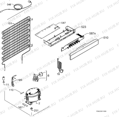 Взрыв-схема холодильника Aeg Electrolux AGS77200F0 - Схема узла Cooling system 017