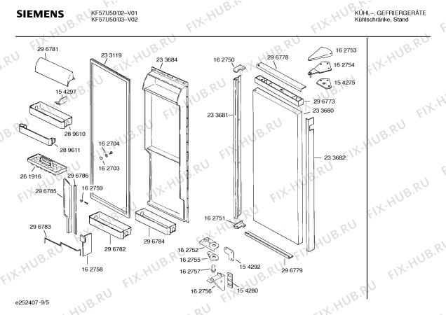 Схема №8 KF57U50 с изображением Толкатель для холодильной камеры Siemens 00162758