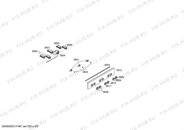 Взрыв-схема плиты (духовки) Siemens HS320202E - Схема узла 05