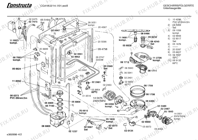 Схема №2 CG418U2 с изображением Панель для электропосудомоечной машины Bosch 00289344