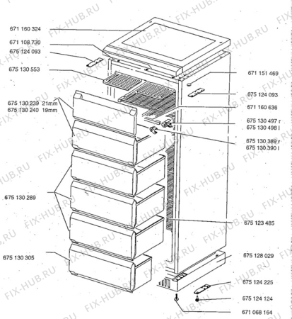 Взрыв-схема холодильника Aeg A2732-4GS - Схема узла Cabinet + armatures