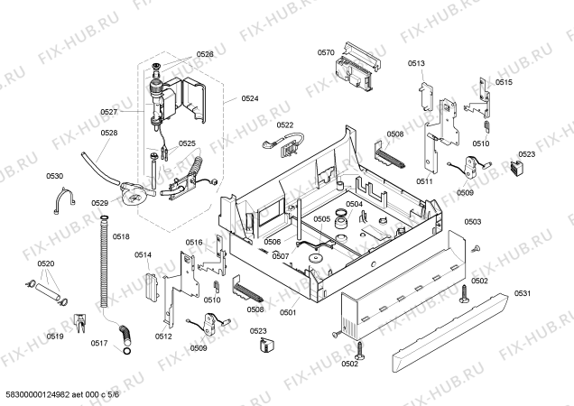 Взрыв-схема посудомоечной машины Bosch SGS57T02EU - Схема узла 05