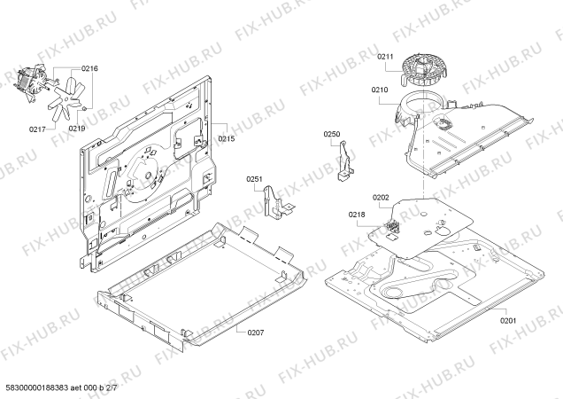 Взрыв-схема плиты (духовки) Bosch HCA722120G - Схема узла 02