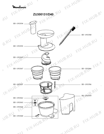 Схема №2 ZU300131/D40 с изображением Чаша для соковыжималки Moulinex SS-193364