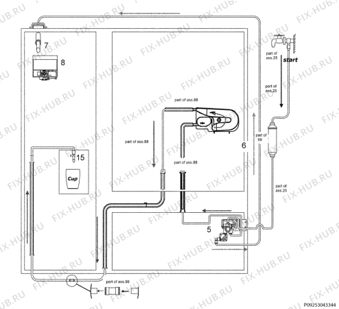 Взрыв-схема холодильника Electrolux ENL60710S - Схема узла Water equipment