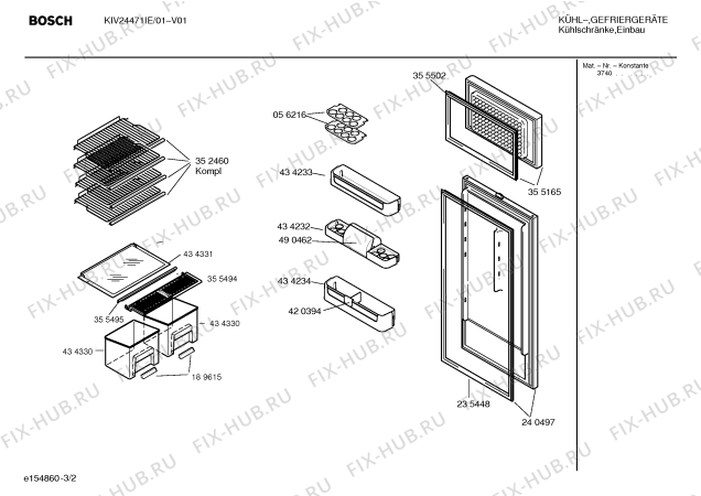 Взрыв-схема холодильника Bosch KIV24471IE - Схема узла 02