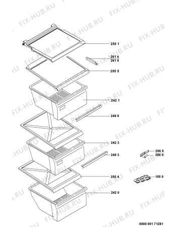 Взрыв-схема холодильника Whirlpool WSF5556 A+ - Схема узла