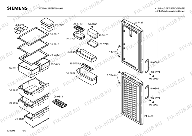 Взрыв-схема холодильника Siemens KG28V22GB - Схема узла 02