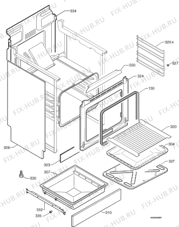 Взрыв-схема плиты (духовки) Electrolux EKG603301X - Схема узла Housing 001