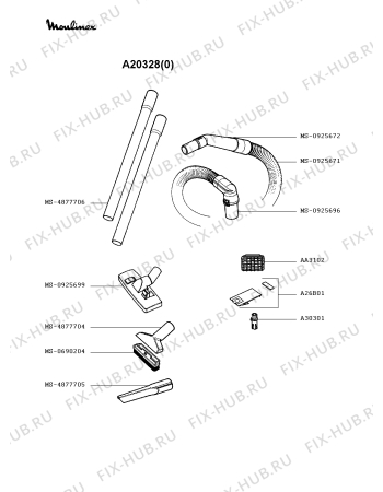 Взрыв-схема пылесоса Moulinex A20328(0) - Схема узла 3P002307.9P2