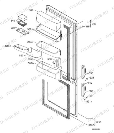 Взрыв-схема холодильника Aeg S2646-6KG - Схема узла Door 003