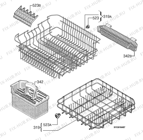 Взрыв-схема посудомоечной машины Aeg FPERFECTAA - Схема узла Basket 160