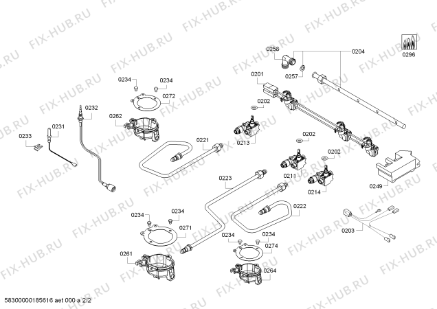 Схема №2 POY6B6B10 с изображением Крышка для плиты (духовки) Siemens 00772503