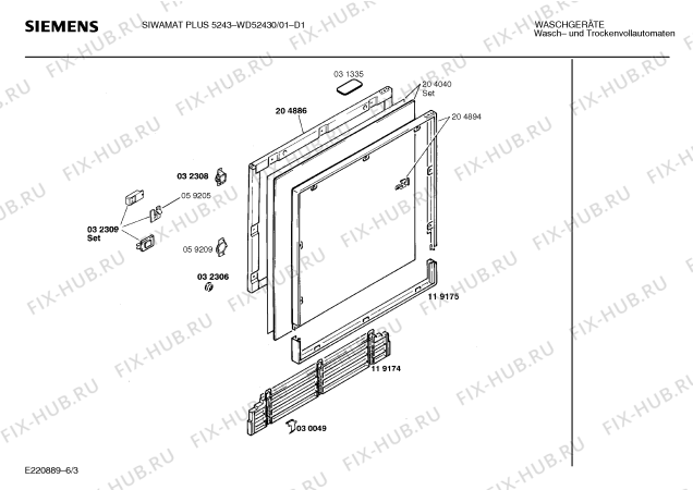 Взрыв-схема стиральной машины Siemens WD52430 SIWAMAT PLUS 5243 - Схема узла 03