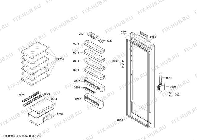 Схема №3 3FCB1615 с изображением Дверь для холодильной камеры Bosch 00246714
