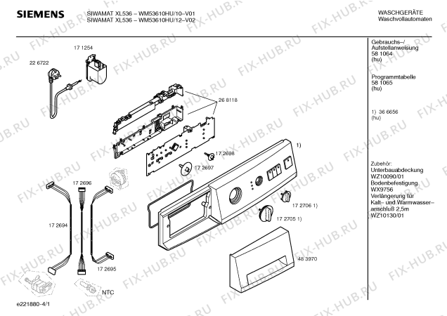 Схема №4 WM53610HU SIWAMAT XL 536 с изображением Панель управления для стиральной машины Siemens 00366656