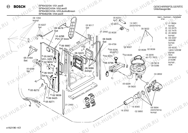 Взрыв-схема посудомоечной машины Bosch SPI6462 - Схема узла 02