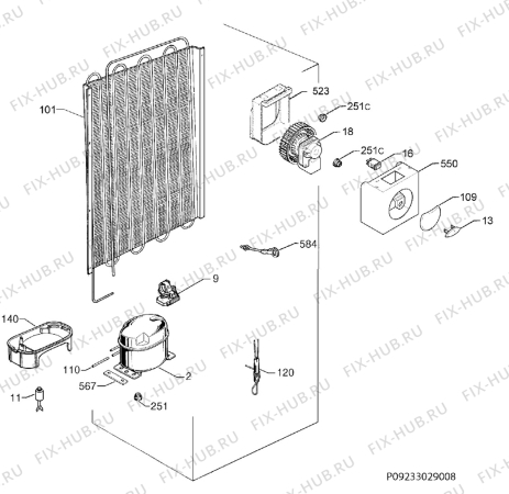 Взрыв-схема холодильника Electrolux ERN23550 - Схема узла Cooling system 017