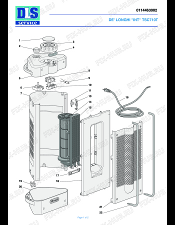 Схема №1 TSC 710 T с изображением Запчасть для обогревателя (вентилятора) DELONGHI 5211410001
